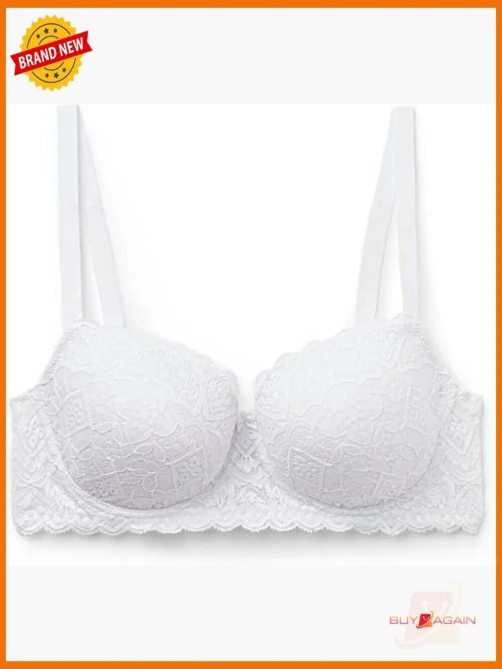 Balconette Bra, Soft Stretch Lace, Lightly Padded Cups, High Support
